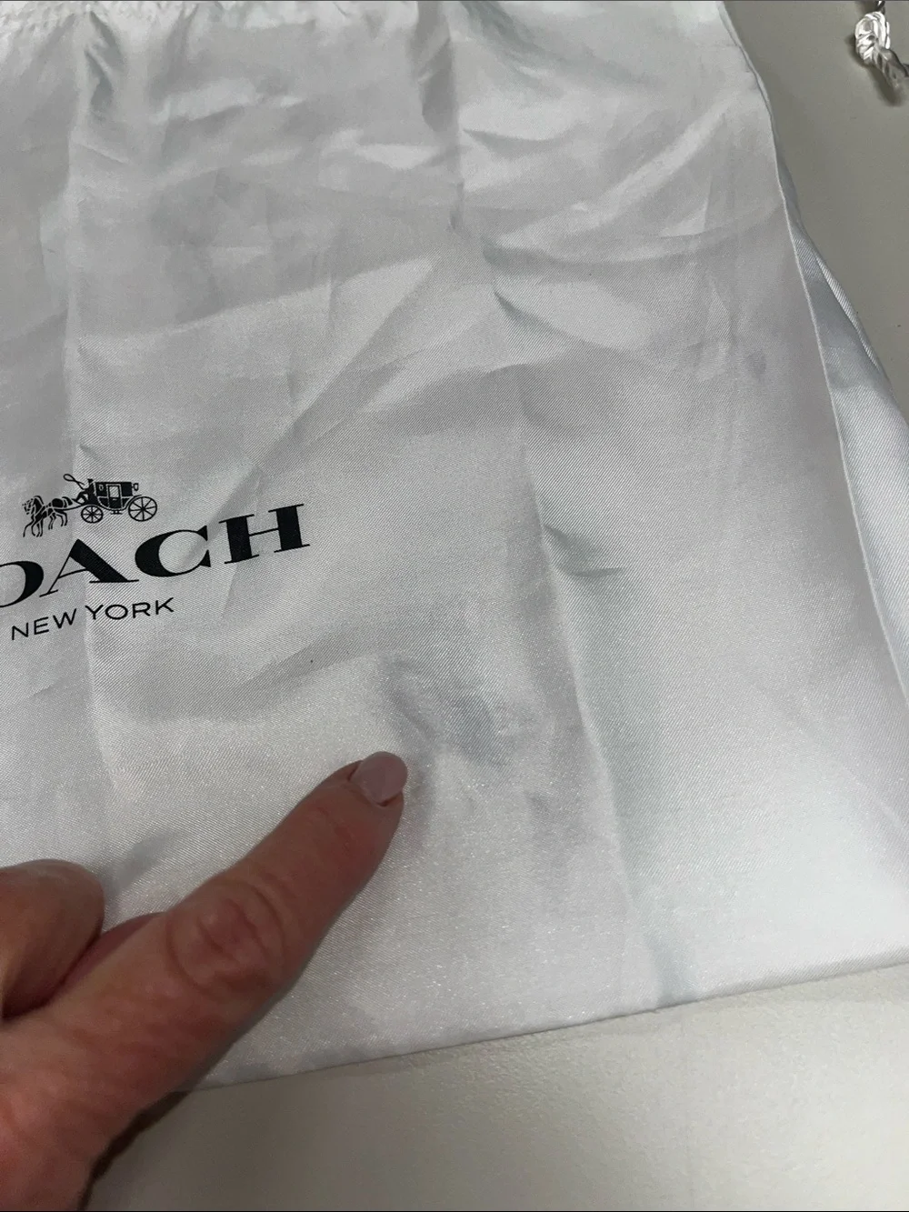 Coach White Drawstring Logo Dust Bag